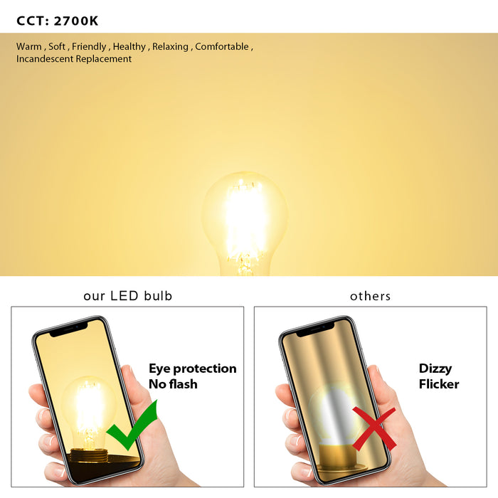 LVWIT Lampadine LED E27 Luce Calda 2700K, Lampadina 11W Equivalenti a 100W, 1521LM, Lampadina LED Filamento A60 Stile Vintage Retrò, Risparmio Energetico, Non Dimmerabile, Pacco da 6 Unità
