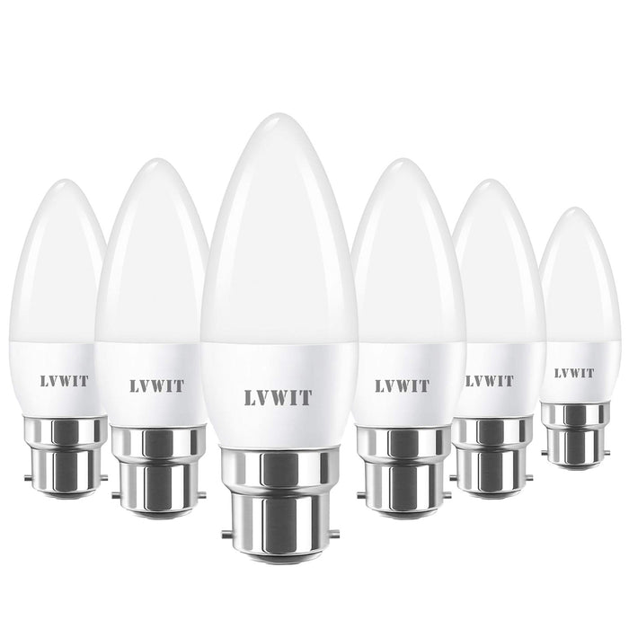B22 LED Candle Large Bayonet Bulbs,6.5W B22 Bayonet Candle Bulbs 60W Equivalent
