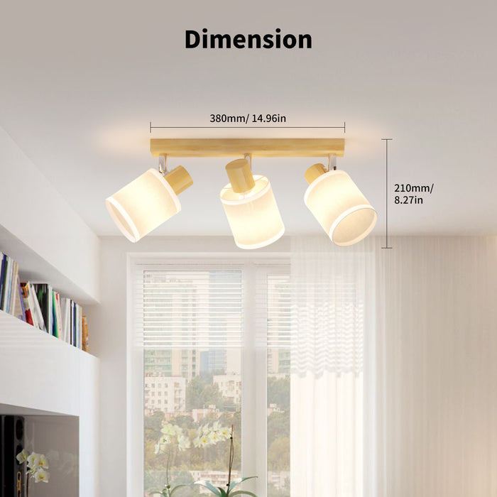LVWIT LED Deckenlampe 3 flammig Deckenleuchte Holz （Aus China)