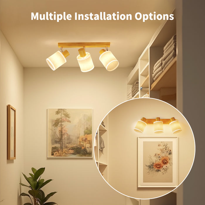 LVWIT LED Deckenlampe 3 flammig Deckenleuchte Holz （Aus China)