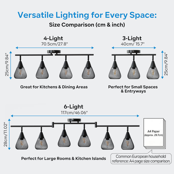 LVWIT Faretti LED da Soffitto Orientabili con 6 Luci E14, Faretto da Interno Moderna, Faretti Soffitto per Barra, Salotto,Cameretta, Cucina (Senza Lampadina) [Classe di efficienza energetica A]