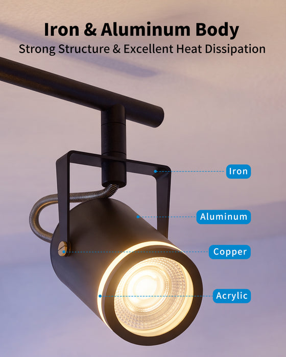 LVWIT Kitchen Ceiling Lights Adjustable,4 Way Ceiling Spotlights GU10,Black Ceiling Light Fittings,Metal Spotlight Bar,Modern Ceiling Lights for Hallway Bedroom Dining Room(NO Bulb) [Energy Class A]