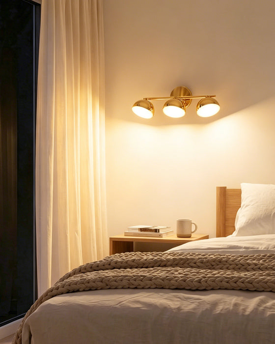 LVWIT Luminaire Plafonnier LED 3 Spots Doré, Spots de Plafond Abat-jour Hémisphérique, Luminaires Intérieur Socle Linéaire Avec ampoule GX53, Convient au Couloir, Cuisine, Chambre