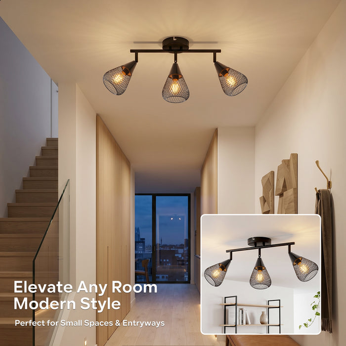 LVWIT Faretti LED da Soffitto Orientabili con 3 Luci E14, Faretto da Interno Moderna, Faretti Soffitto per Barra, Salotto,Cameretta, Cucina (Senza Lampadina) [Classe di efficienza energetica A]
