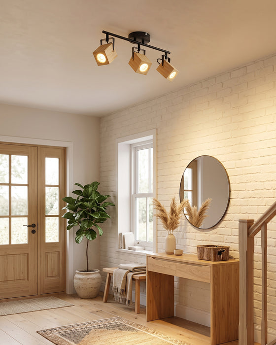 LVWIT Faretti LED Soffitto GU10 Orientabili Nero,Faretto Interno 3 Luci Soggiorno e Cucina [Classe di efficienza energetica A]