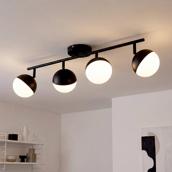 LVWIT Faretto da Soffitto Nero,Faretto 4 Luci attacco G9(Lampadine Escluse) [Classe di efficienza energetica A] Faretti Orientabile, Paralume in Alluminio e PC, per Soggiorno, Sala da Pranzo, Camera da Letto e Corridoio