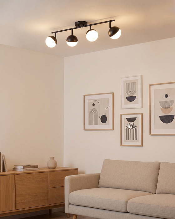 LVWIT Faretto da Soffitto Nero,Faretto 4 Luci attacco G9(Lampadine Escluse) [Classe di efficienza energetica A] Faretti Orientabile, Paralume in Alluminio e PC, per Soggiorno, Sala da Pranzo, Camera da Letto e Corridoio