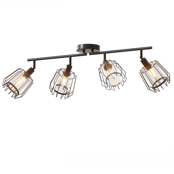 LVWIT Plafonnier LED 4 Spots, E14 Luminaire Intérieur avec Abat-jour en Acrylique, Noir Spot de Plafond Orientable, Plafonnier Cuisine, Chambre, Salon, salle à Manger (Sans Ampoules)