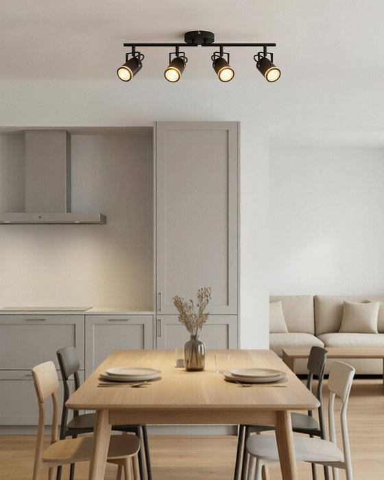 LVWIT Kitchen Ceiling Lights Adjustable,4 Way Ceiling Spotlights GU10,Black Ceiling Light Fittings,Metal Spotlight Bar,Modern Ceiling Lights for Hallway Bedroom Dining Room(NO Bulb) [Energy Class A]