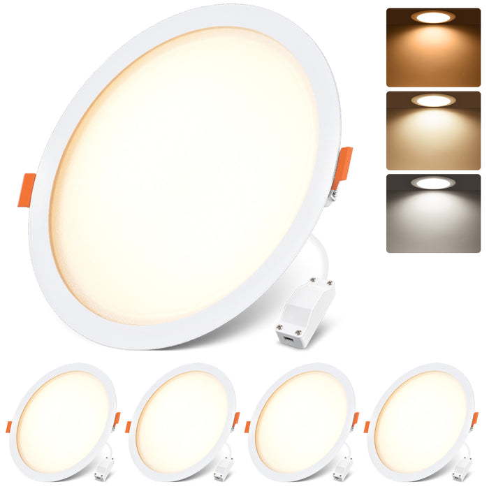 LVWIT Downlights for Ceiling,24W Led Recessed Downlight Ceiling,Round Panel Light,Dimmable Led Spot Lights,2650LM,3000K,4000K,6500K,Spotlights Ceiling Lights for Bathroom Kitchen Living Room(4 PCS）