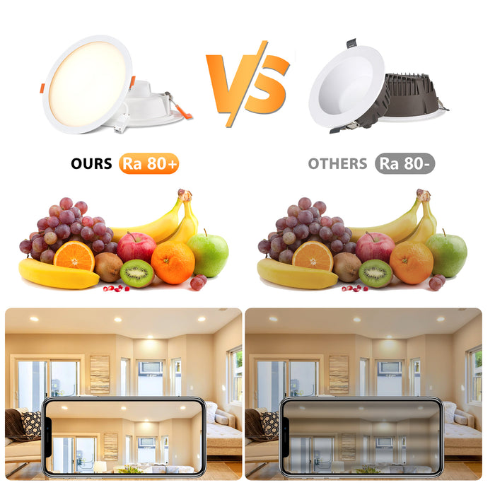 LVWIT Downlights for Ceiling,24W Led Recessed Downlight Ceiling,Round Panel Light,Dimmable Led Spot Lights,2650LM,3000K,4000K,6500K,Spotlights Ceiling Lights for Bathroom Kitchen Living Room(4 PCS）