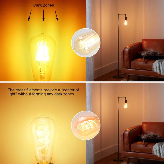 LVWIT Vintage Glühbirne E27 ST64 LED Warmweiss 4.9W 2200K Antike Spiral Filament LED Glühlampe für Nostalgie und Retro Beleuchtung im Haus Café Bar - 3er Pack, Nicht Dimmbar (Aus China)