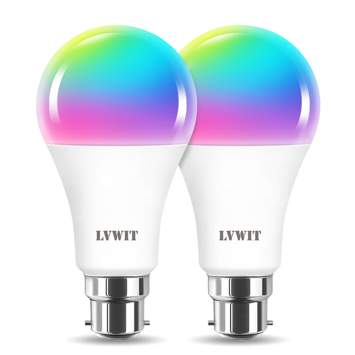 B22 LED WiFi Smart Lampe, A70 1521Lm 2er Pack