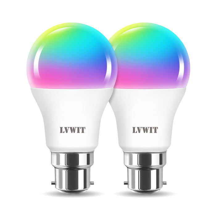 WiFi Bulb B22,1055Lm/806LM , 10W/8.8W Replace 80 /60W, B22 RGB Bulbs Smart Life Bulbs