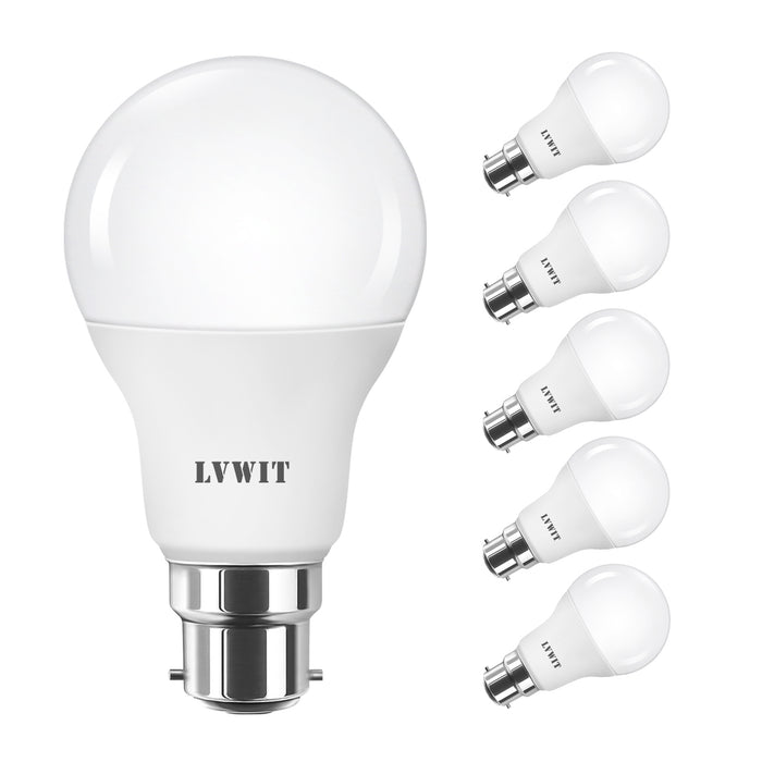 B22 LED Light Bulbs, 806Lm A60 6PCS