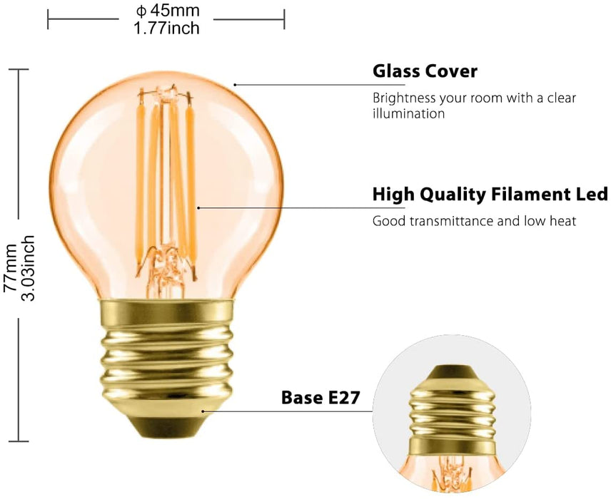 VWIT 4W Vintage SES E27 LED Golf Filament Bulb