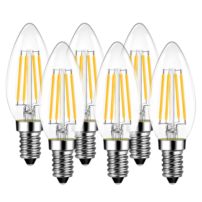 LVWIT Daylight E14 LED Candle Bulbs,40W Incandescent Equivament,470Lm,6500K, 4W Candle LED