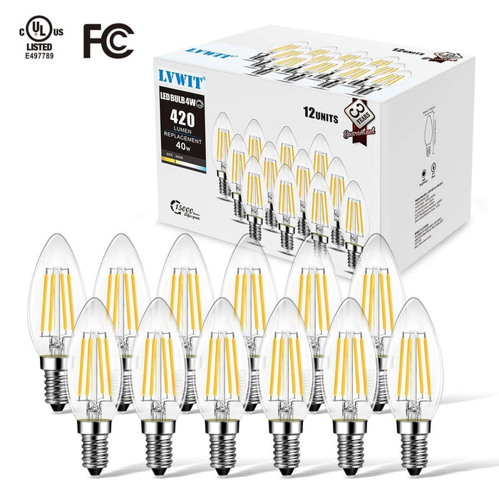 E12 LED Light Bulbs, 420Lm B11 6&12/Pack