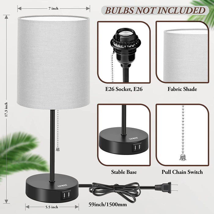 Table Lamp for Bedroom - Bedside Lamps for Nightstand, Minimalist