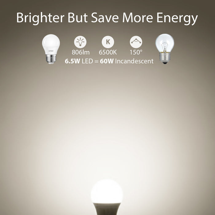 LVWIT E27 Edison Screw Golf Ball Bulb, 6.5W G45 60W Equivalent, 806 Lumen 6500K/ 2700K