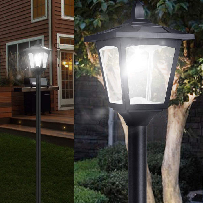 LVWIT 67" Solar Lamp Post Lights Outdoor 50 Lumens, Solar Powered Vintage Street Lights for Garden, Lawn, Pathway, Driveway