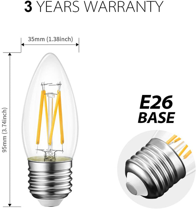 E26 LED Light Bulbs, 500Lm B11 Non-Dimmable
