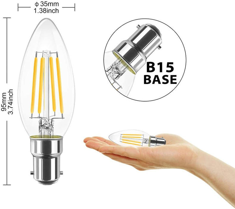 B15 LED Filament Candle Bulb 470Lm C35 Glass Light Bulb LVWIT b15-led-filament-candle-bulb-470lm-c35-glass-light-bulb-lvwit