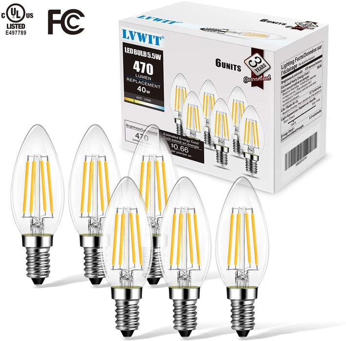 E12 LED Light Bulbs, 470Lm B11 Non-Dimmable