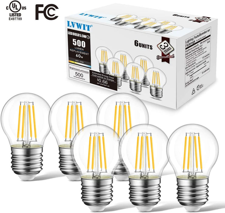 E26 LED Globe Bulbs, 500Lm G14