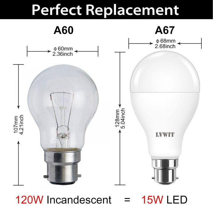 Light Bulbs B22 A75 Bulbs | 6500K Daylight 6PCS |