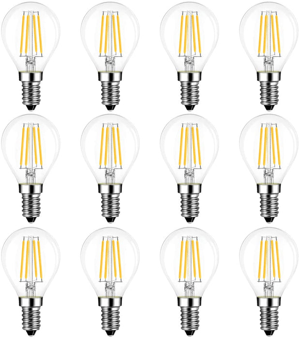 E14 LED Glühlampe Filament, G45 4W Klar 12er Pack