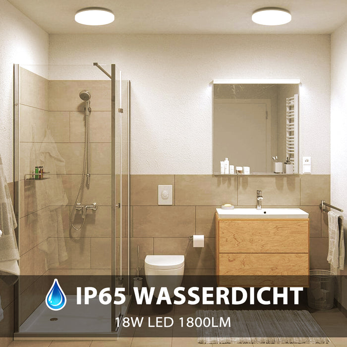 LVWIT Wasserdichte LED Deckenleuchte 18W Ø22cm
