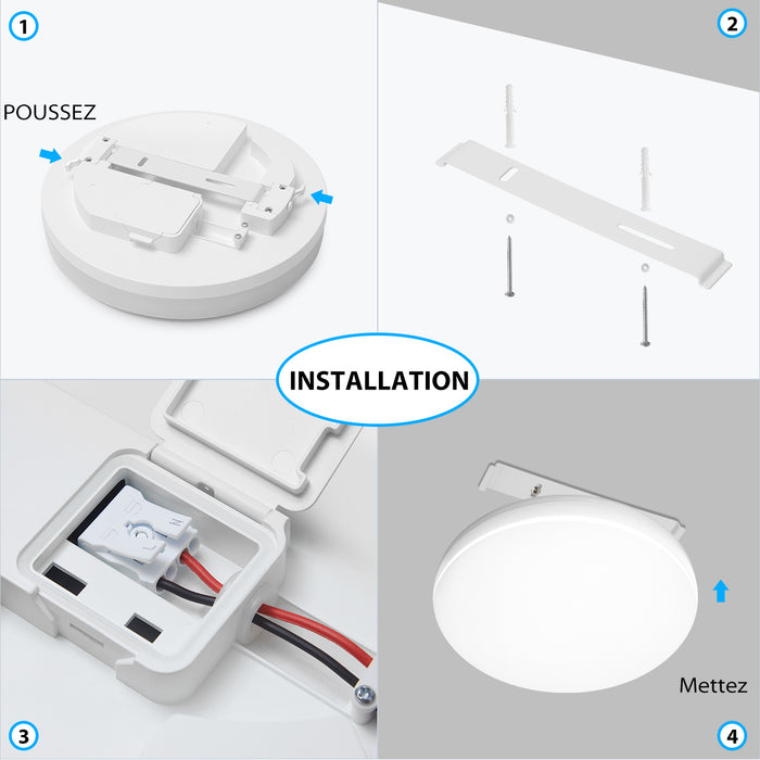 LVWIT Plafonnier LED Rond 18W 1800LM 4000K Blanc Neutre Ø220mm*50mm