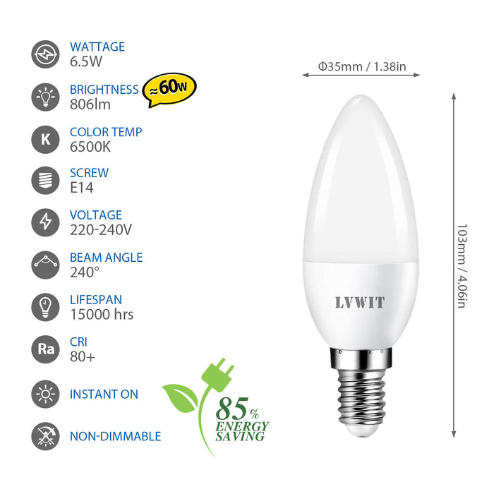 E14 Candela Lampadina, C37 806Lm