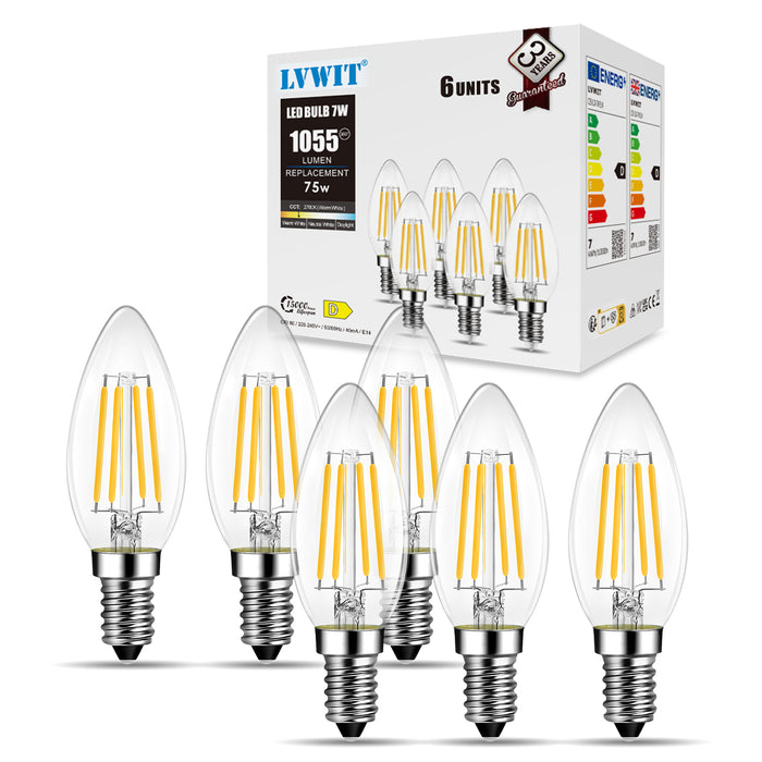 E14 LED Filamento Lampadina per Lampadario, 1055Lm