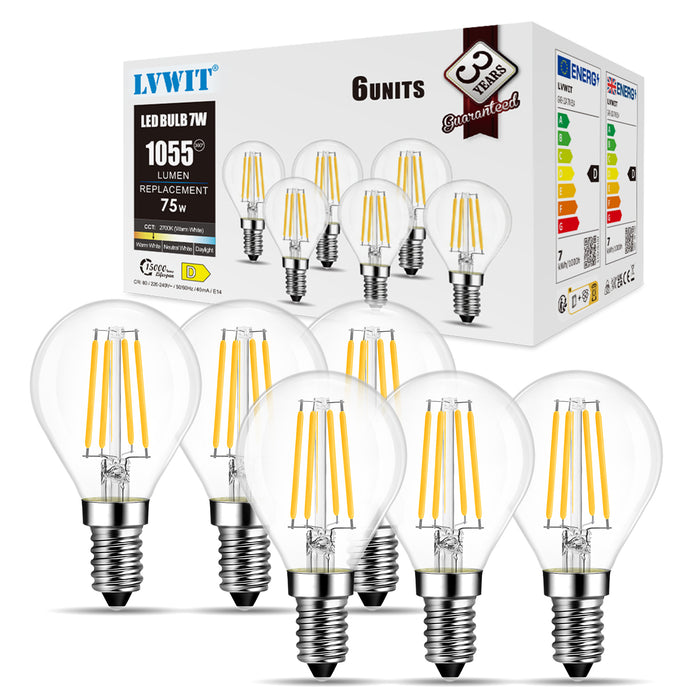 E14 Lampadina Filamento LED, G45 1055Lm 2700K