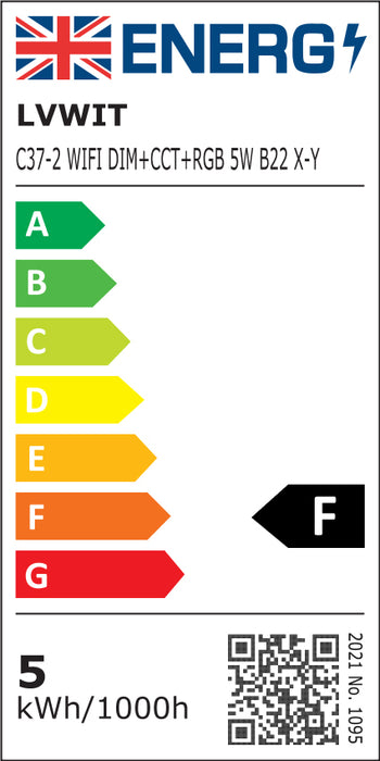 B22 Smart Candle Bulbs, C37 470Lm