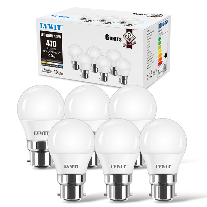 B22 LED Light Bulbs, G45 470Lm
