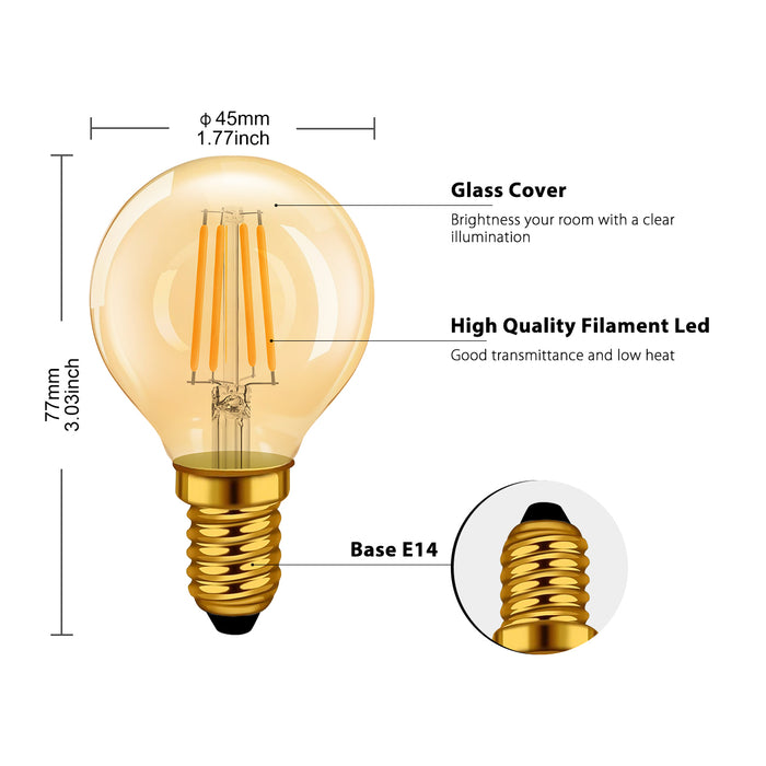 E14 LED Glühlampe Filament, G45 4W Gold