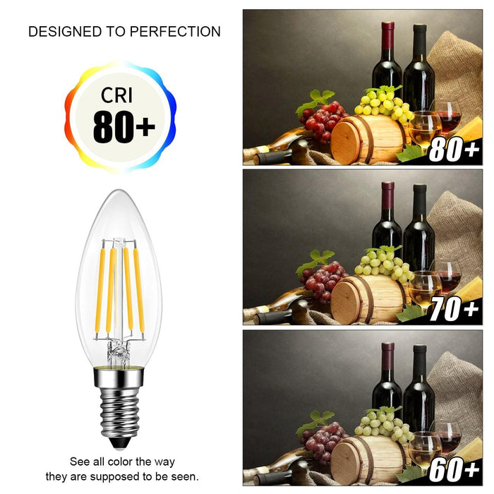 E12 LED Filament Bulb Dimmable 600Lm 3000K