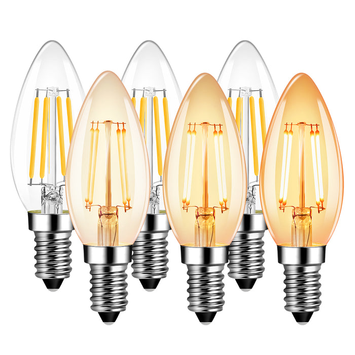 Dimmable E14 LED Filament Candle Light Bulbs