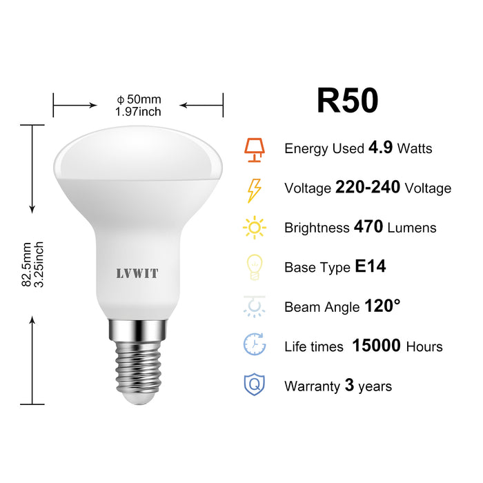 E14 LED Ampoule LED, R50 470Lm 2700K 6U