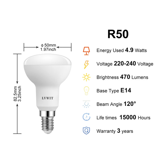 E14 LED Light Bulbs, R50 470Lm