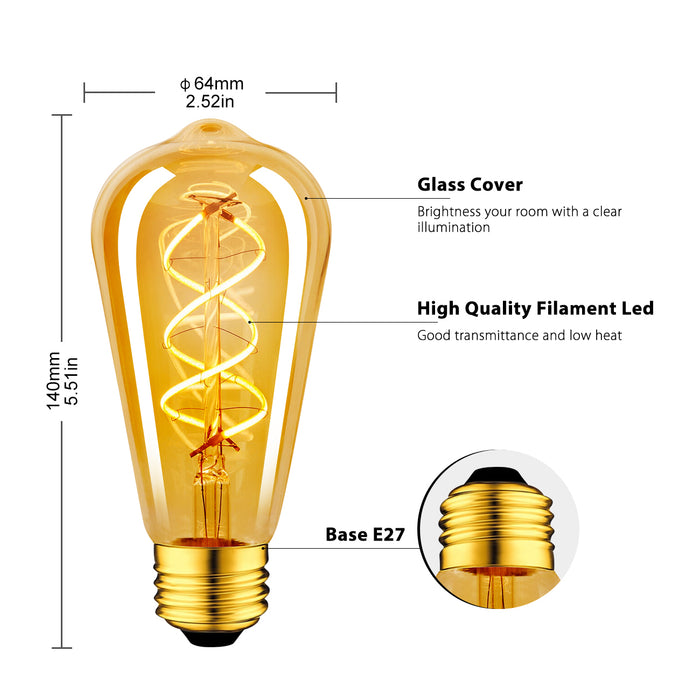 LVWIT 5W Spiral Flexible E27 Bulb 35W Equivalent,400LM,2200K